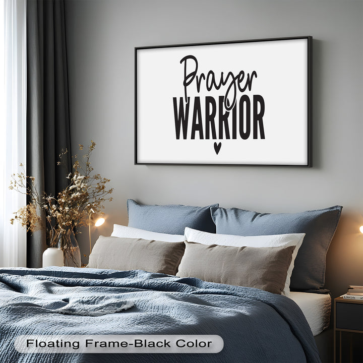 Minimalist Faith Oil Painting – “Prayer Warrior” Typography Decor