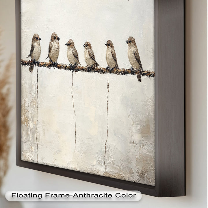 Six Birds in Stillness – Animal Oil Painting