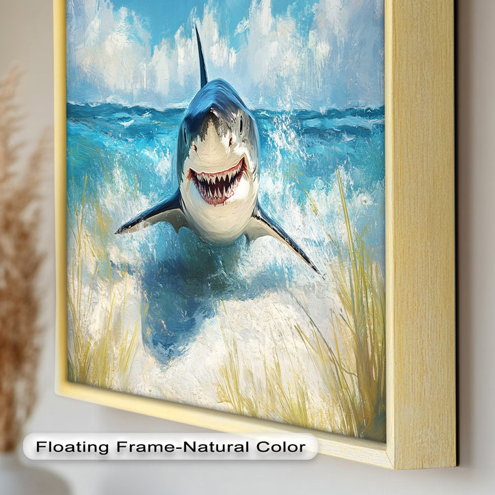 Smiling Shark by the Shore – Animal Oil Painting