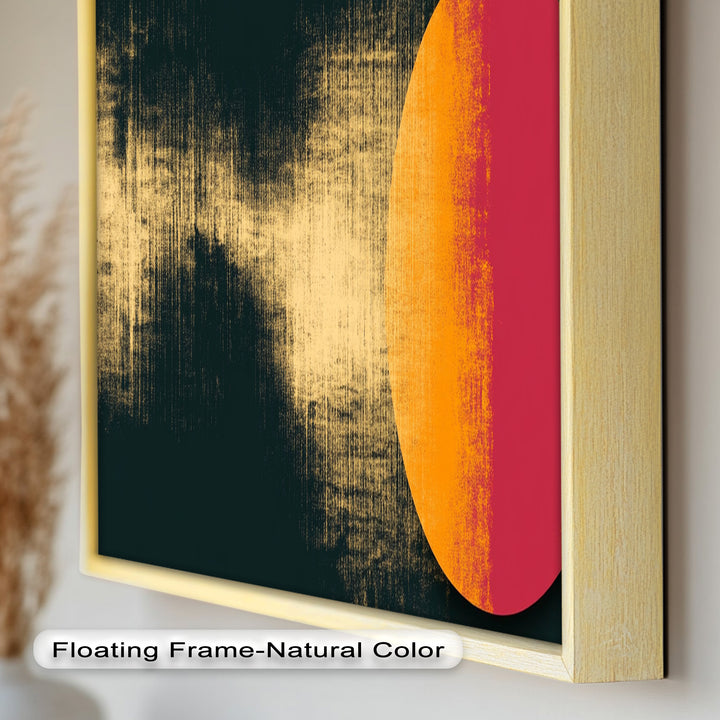 Rot &amp; Orange Eclipse Art – Minimalistisches Ölgemälde
