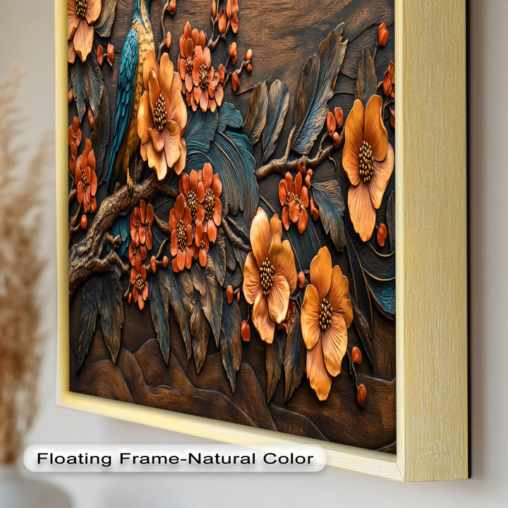 Flowers & Bird – Framed Oil Painting