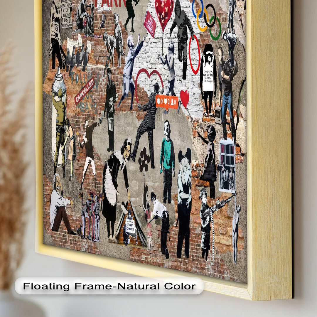 Voices on the Wall – Iconic Banksy Collage Oil Painting