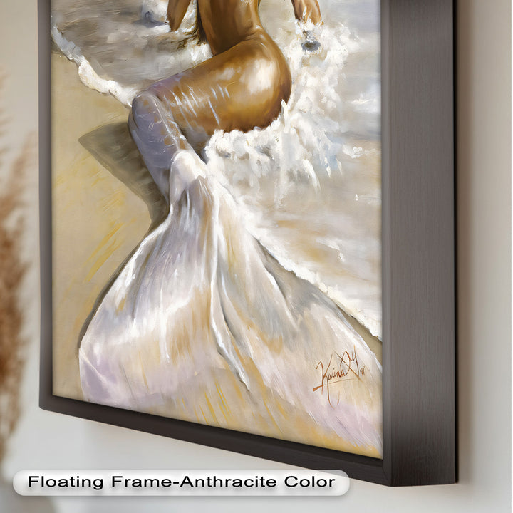 Golden Tide – Sensual Mermaid Oil Painting
