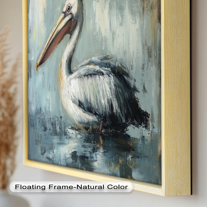 White Pelican Resting by the Water - Animal Oil Painting