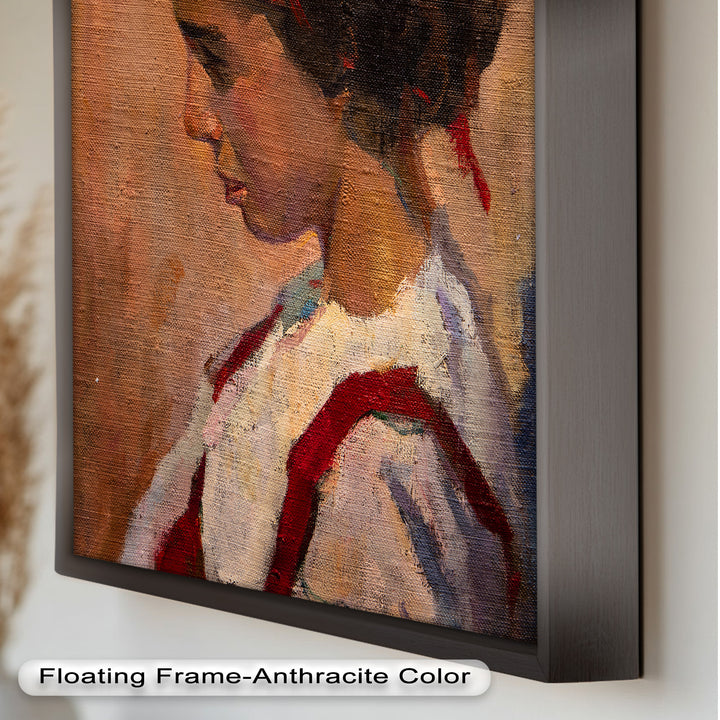 Side Portrait of a Young Woman in Red Ribbon - Picasso Oil Painting
