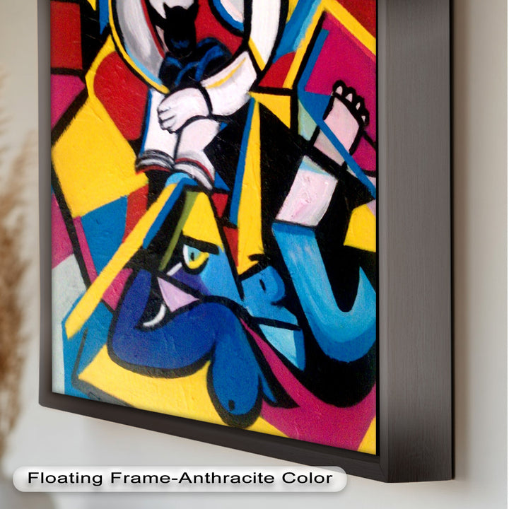 Cubist Woman with Cat Wall Art – Abstract Oil Painting