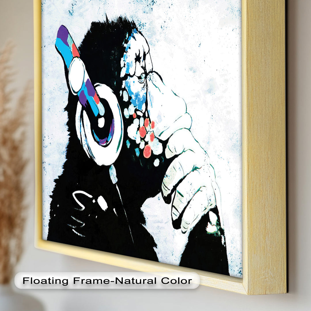 Contemplative Chimp with Headphone – Banksy Oil Painting