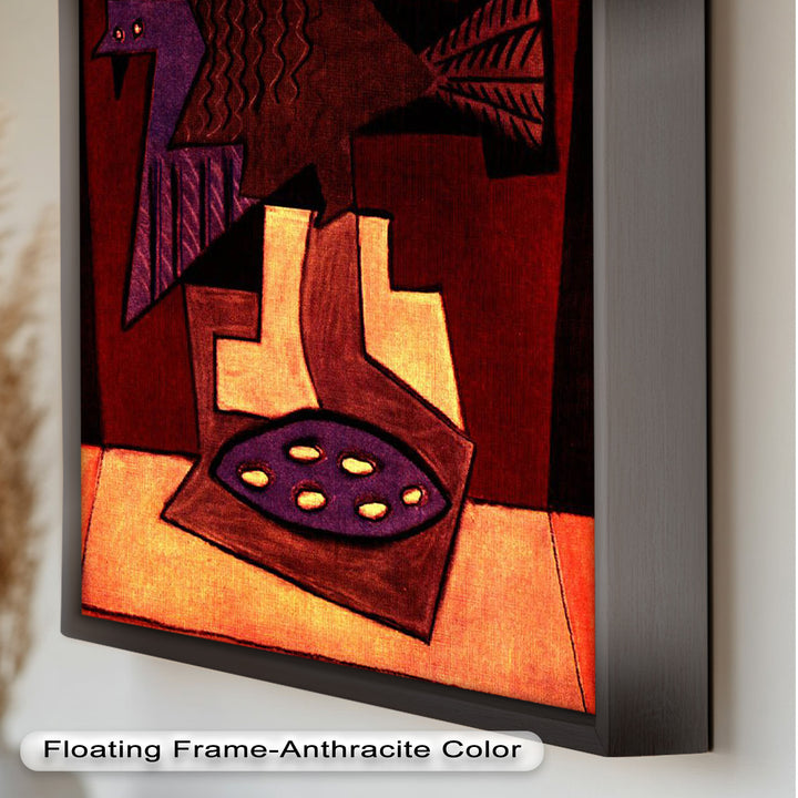 Geometric Bird Abstract Wall Art – Modern Cubist Oil Painting