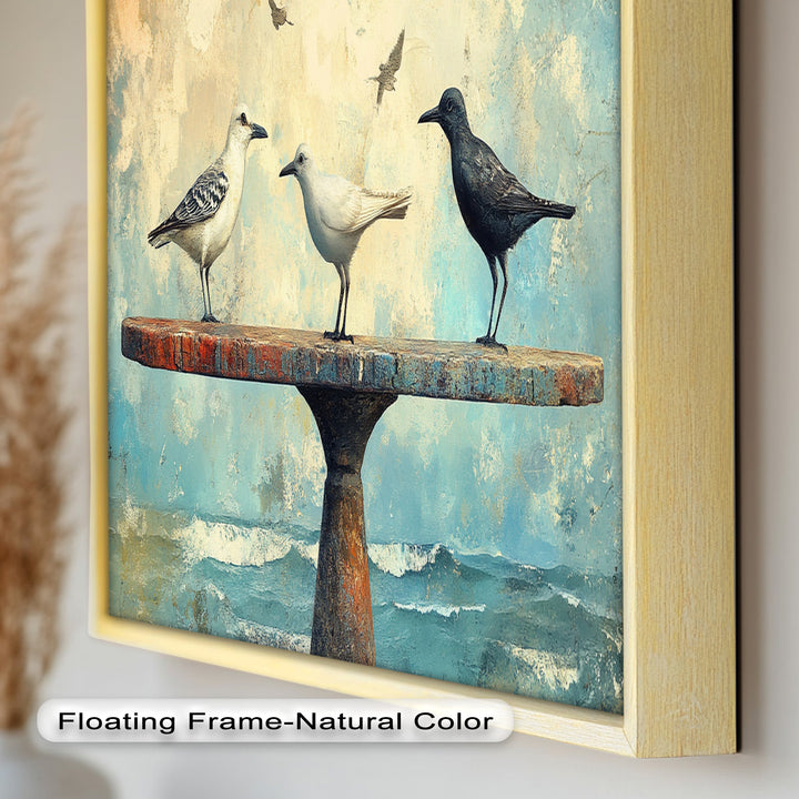 Surreal Birds on Pedestal – Animal Oil Painting