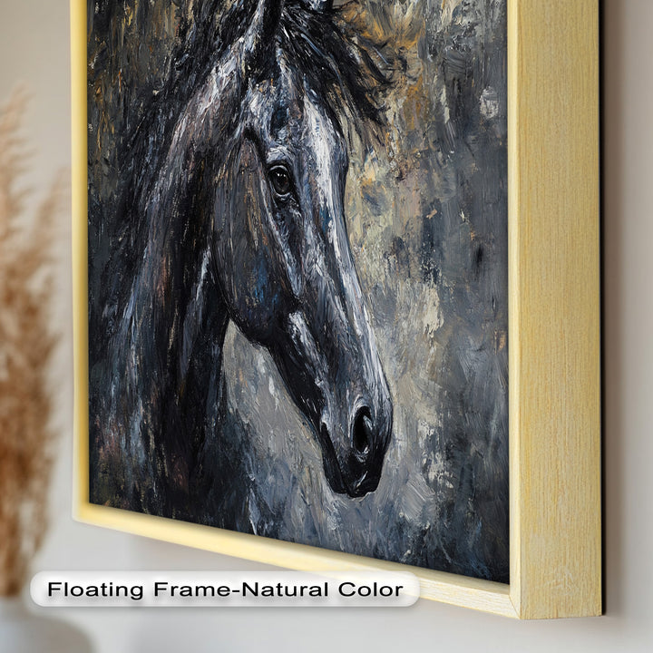 Black Horse Portrait - Animal Oil Painting