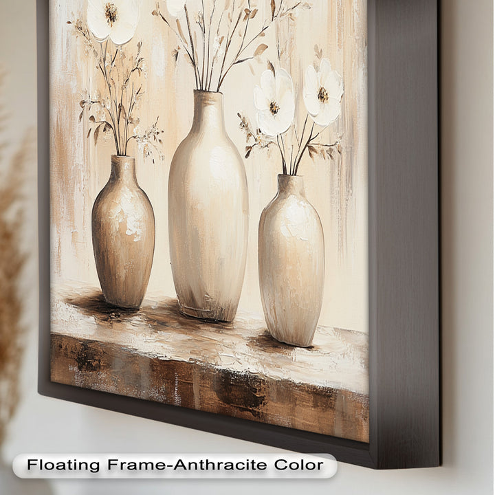 Serenity in Neutral Tones – White Floral Still Life Oil Painting