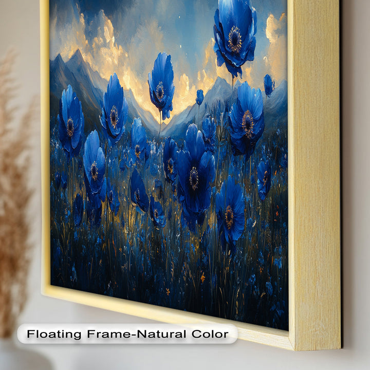 Blue Poppies Beneath a Twilight Sky - Flower Oil Painting