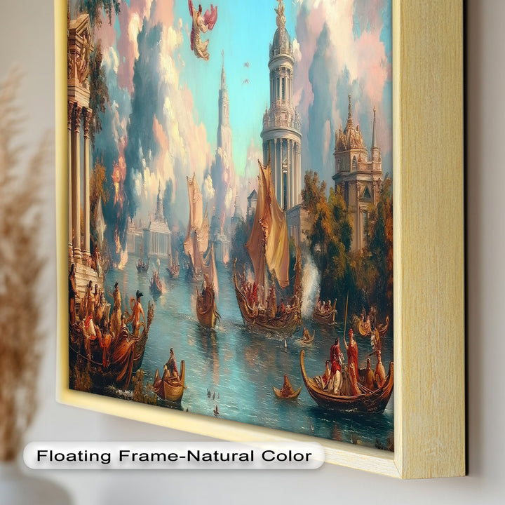 Barocke Flussparade – Grandioses venezianisches Fantasie-Ölgemälde