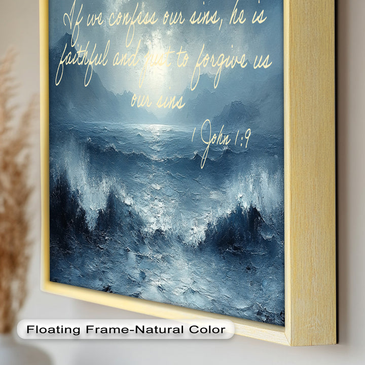 1 John 1:9 – Forgiveness and Grace Bible Verse Oil Painting