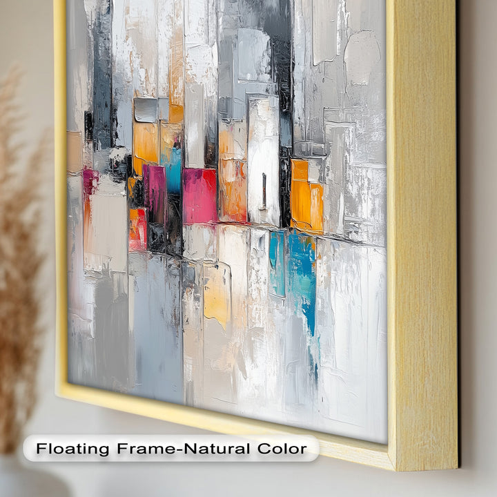 Urban Geometry – Color Block Cityscape Abstract Oil Painting
