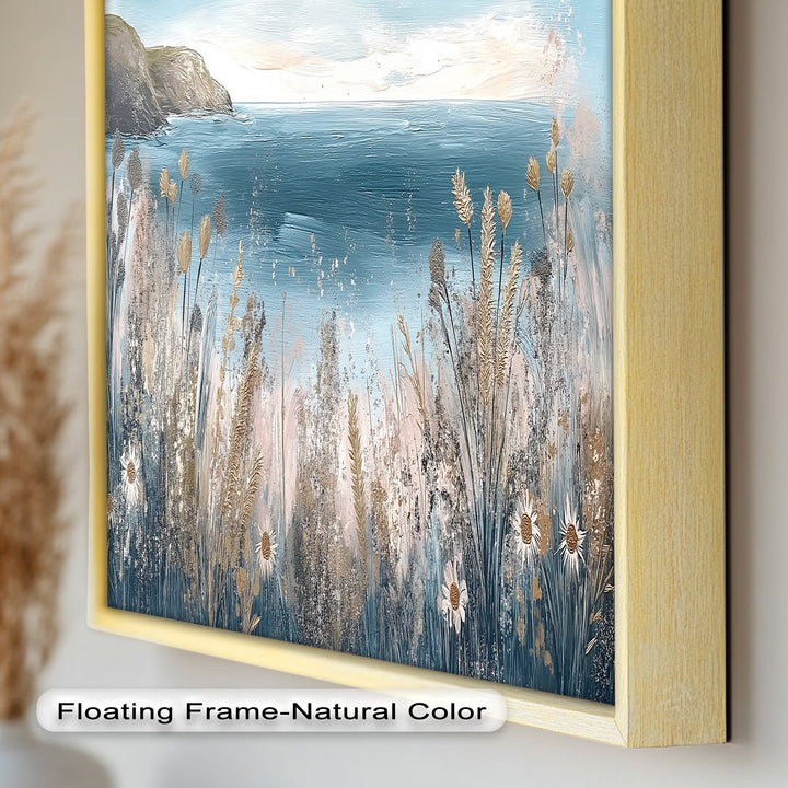 Wildflower Ocean View Wall Art – Framed Oil Painting