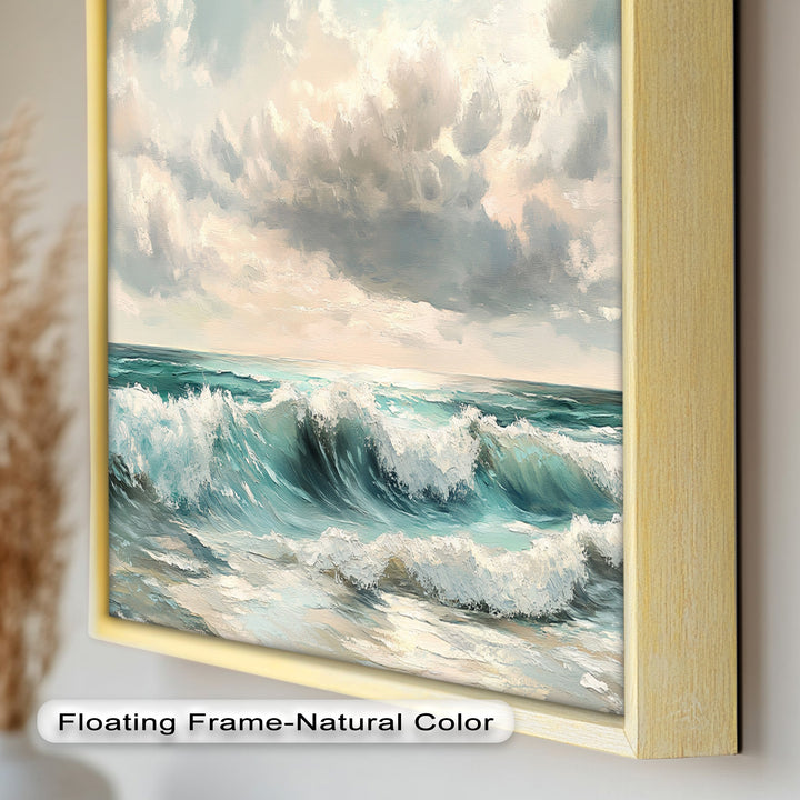 Coastal Wall Art - Turquoise Wave Seascape Oil Painting