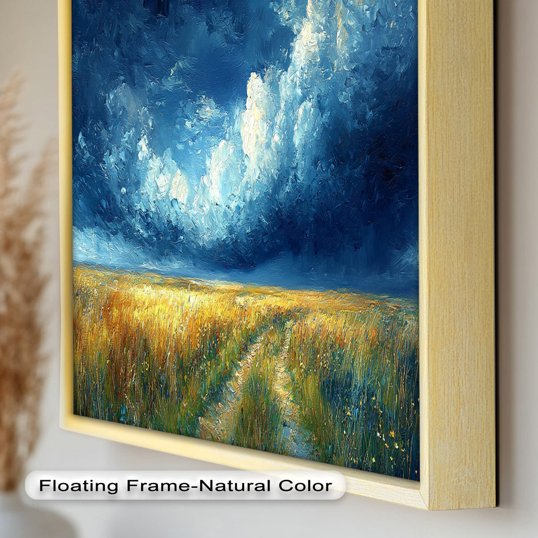 Golden Field Stormy Sky Wandkunst – Romantik Ölgemälde