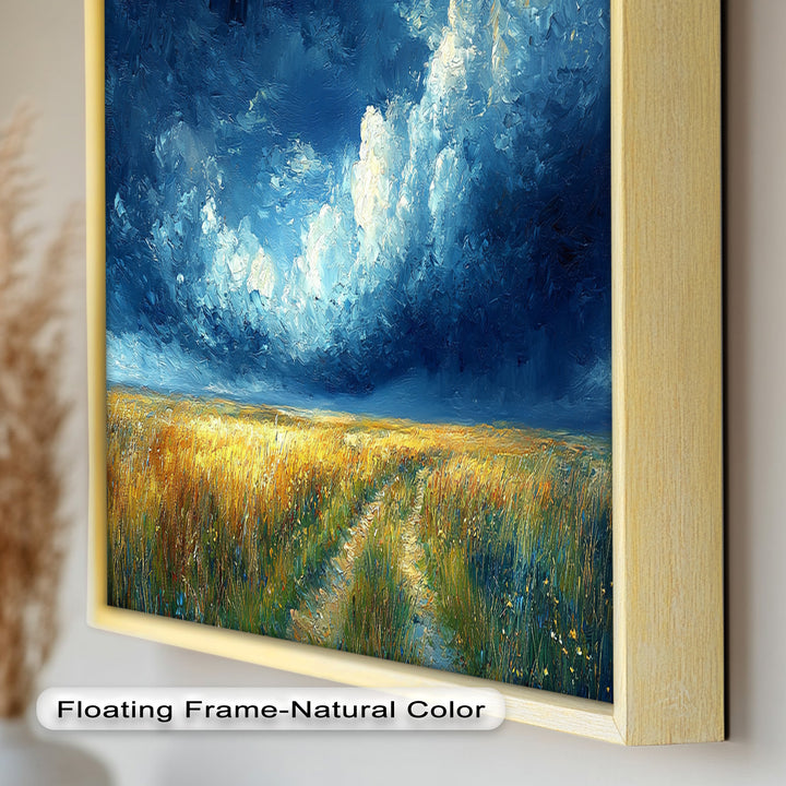Golden Field Stormy Sky Wandkunst – Romantik Ölgemälde