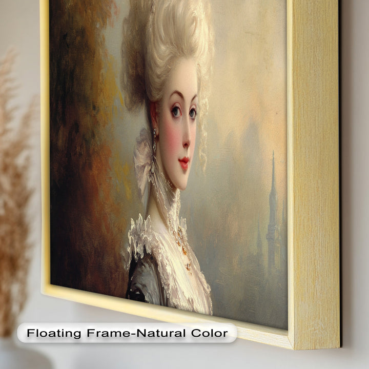 Rococo Grace Oil Painting – Portrait of a Noblewoman in Ivory Lace