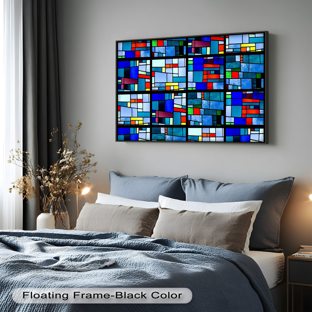 Farbblock-Mosaik-Look Wandkunst – Modernes abstraktes Ölgemälde