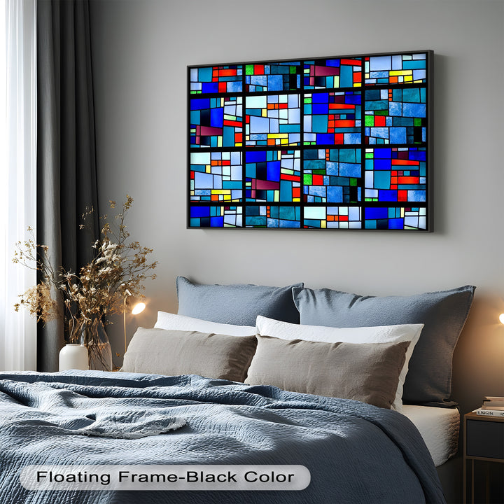 Farbblock-Mosaik-Look Wandkunst – Modernes abstraktes Ölgemälde