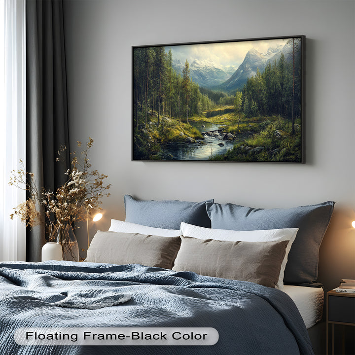 Ideal for rustic, nature-inspired, or traditional interiors, this painting brings the grandeur and calm of the outdoors into any living space.