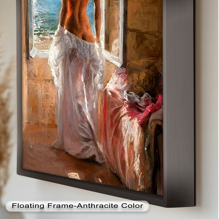 Whispers of the Sea – Romantic Woman by the Ocean Nude Oil Painting