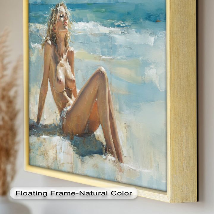 Sun-Kissed Serenity – Beachside Nude Figurative Oil Painting
