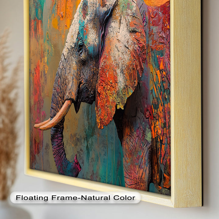 Colorful Elephant – Framed Oil Painting