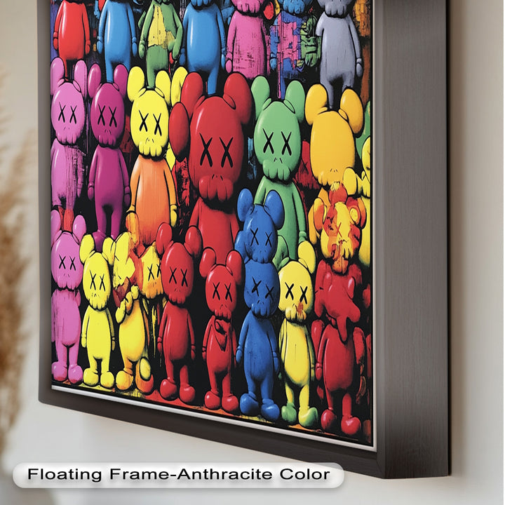 KAWS Rainbow Parade – Mehrfarbiges Pop-Art-Ölgemälde
