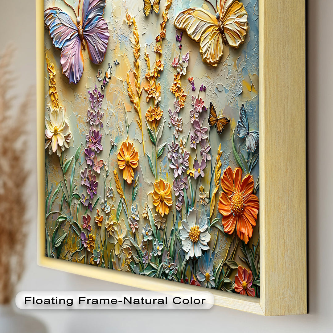 Abstract Floral Butterflies – Modern Oil Painting