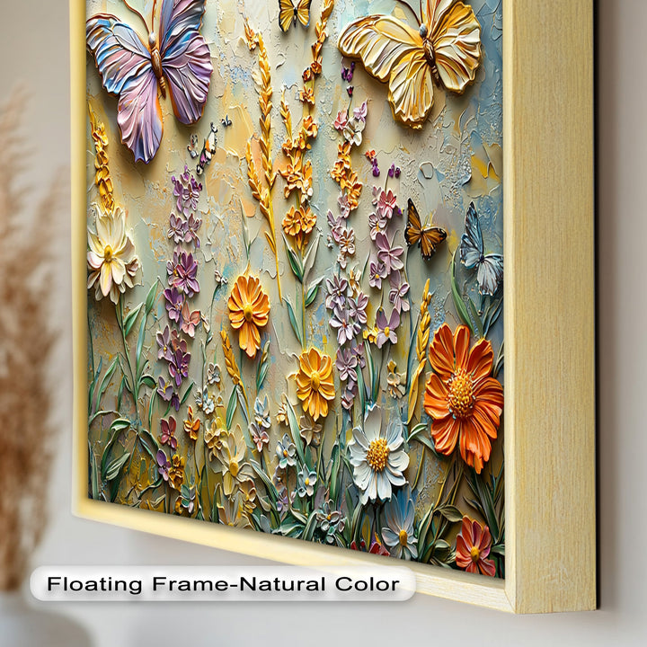 Abstract Floral Butterflies – Modern Oil Painting