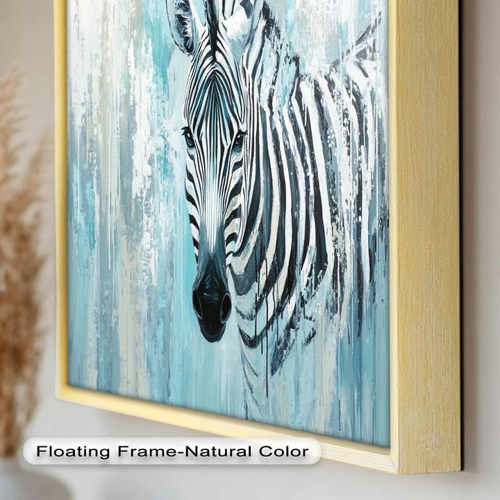 Zebra in Blue Abstract Style - Animal Oil Painting