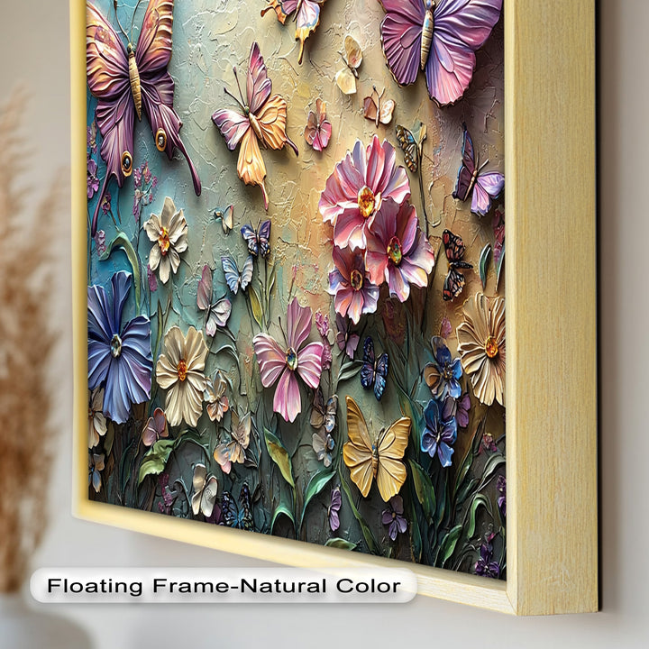 Butterflies Abstract Floral – Colorful Nature-Themed Oil Painting