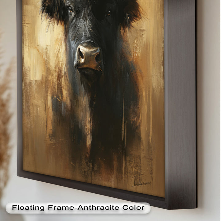 Bull in Amber Tones - Animal Oil Painting