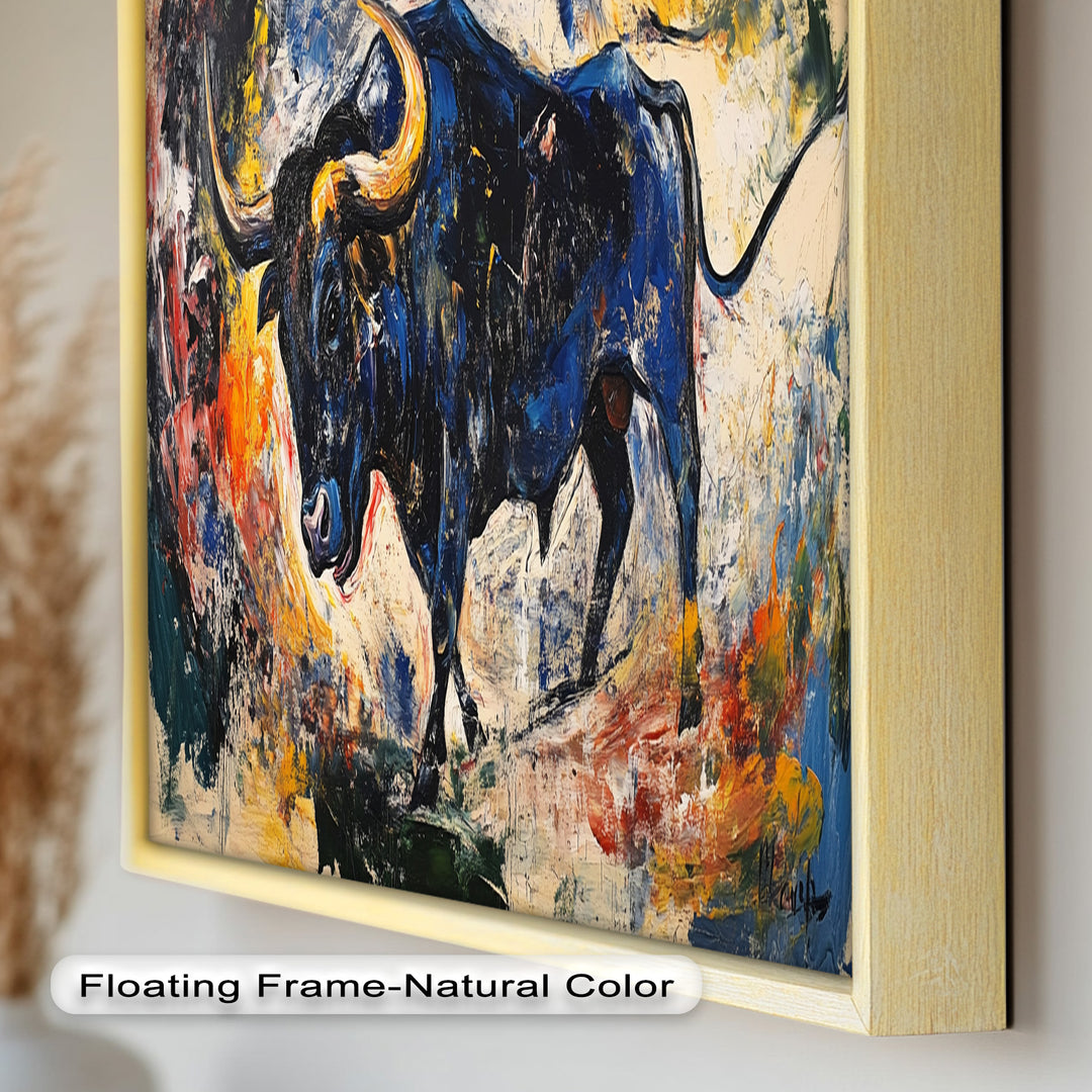 Power in Motion – Expressionist Bull Oil Painting