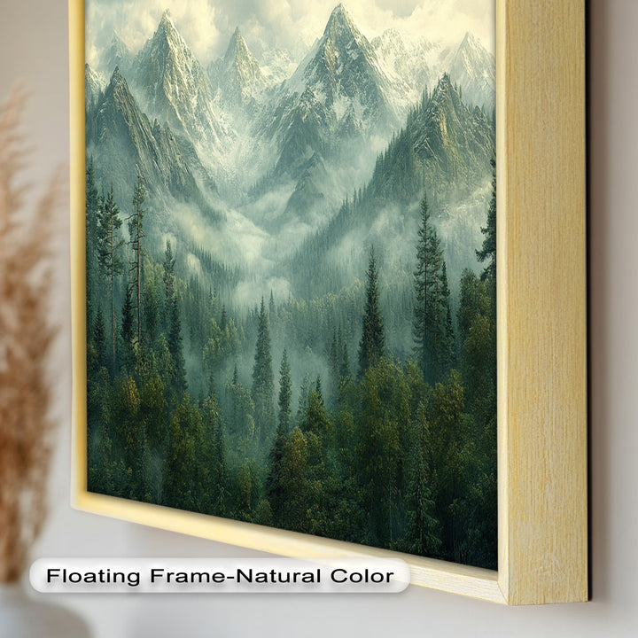 Misty Mountain Forest - Framed Oil Paintings