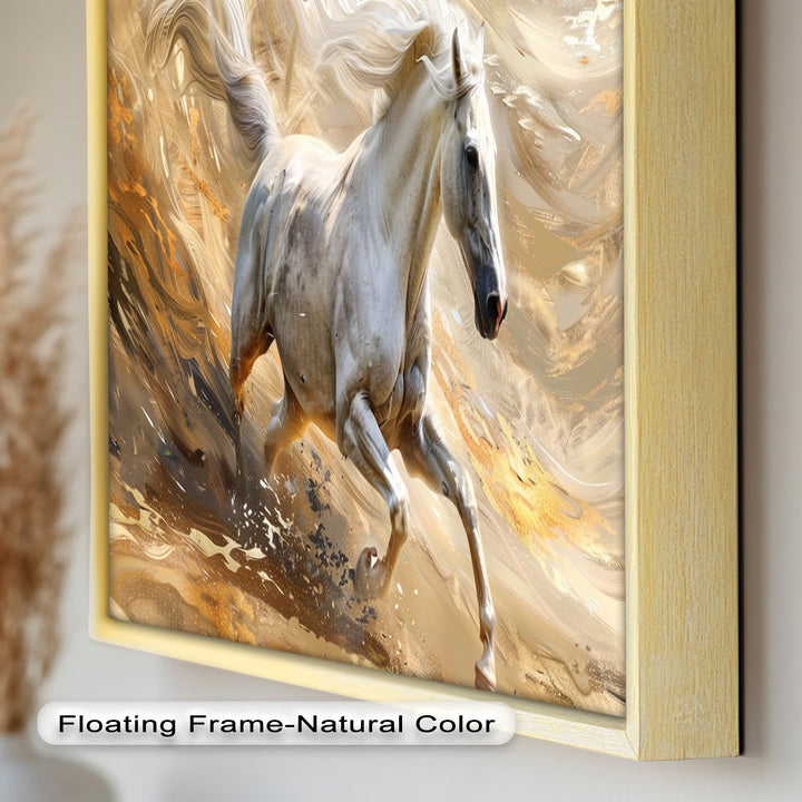 Majestic White Horse – Dynamic Equine Oil Painting