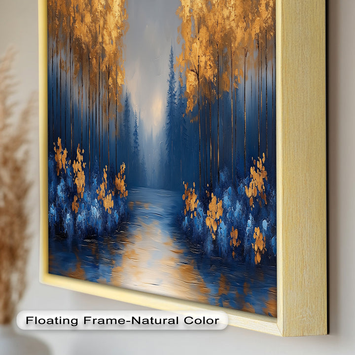 Golden Forest Landscape - Framed Autumn Oil Painting
