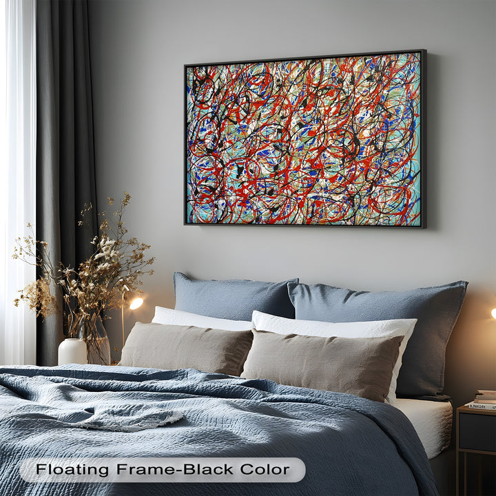 Energetic Action Painting Wall Art – Abstract Oil Painting