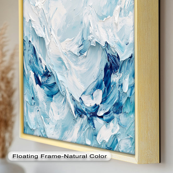 Ocean Ice Texture Art – Abstract Blue & White Oil Painting