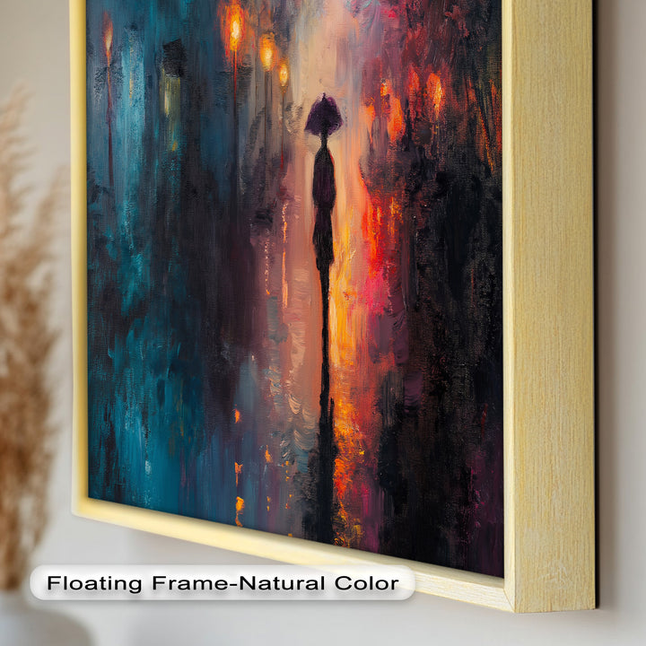 Evening Solitude – Romantic Rainy Stroll Love Oil Painting