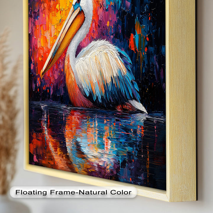 Sunset Pelican on Water – Animal Oil Painting