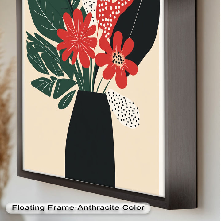 Purpurrote Blüte in monochromer Vase – Modernes florales Ölgemälde