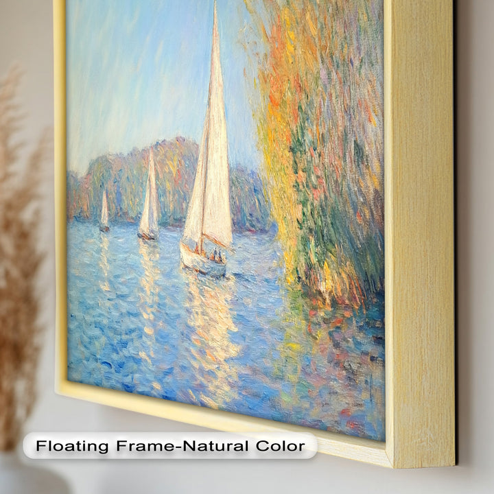 Tranquil Sails at Sunset – Impressionist Boat Scene Oil Painting