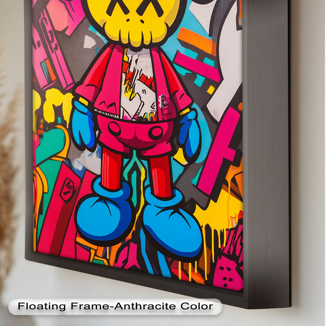 Neon Rebellion – KAWS Graffiti Ölgemälde