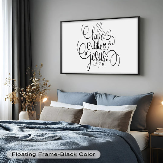 Religious Oil Painting – Love-Inspired Scripture Wall Decor with Crosses