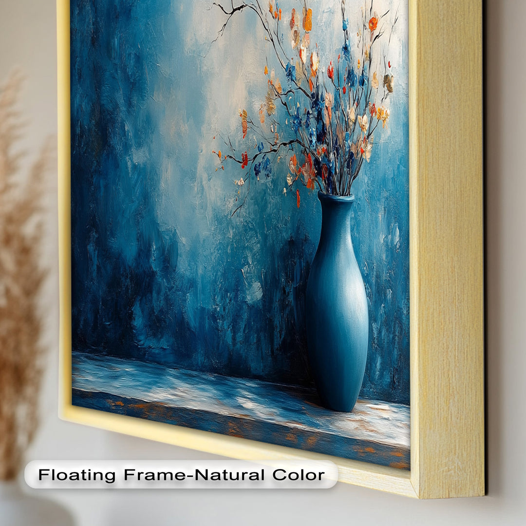 Blue Harmony Vase – Contemporary Floral Arrangement Flower Oil Painting