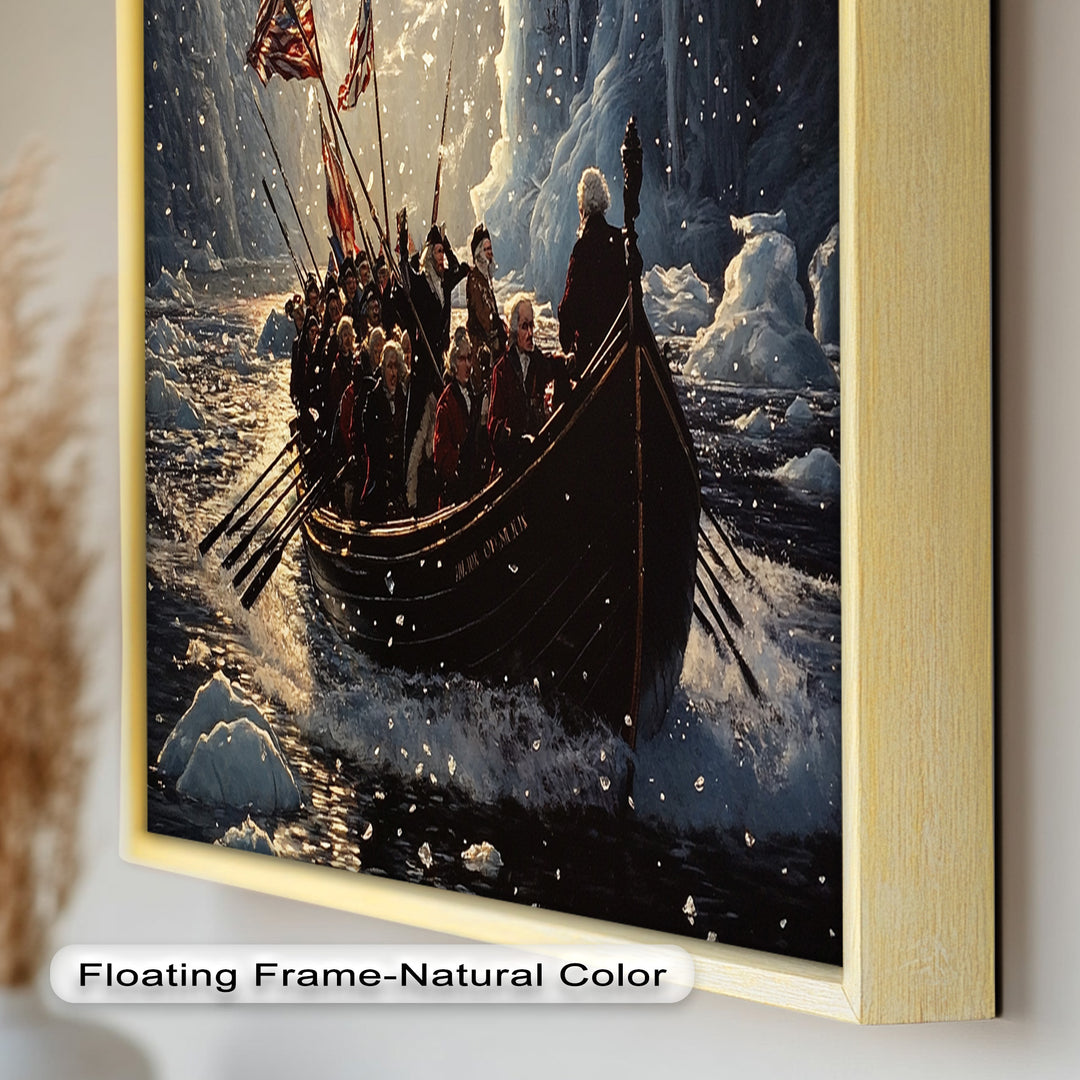 Crossing the Ice – Patriotic Revolutionary Boat Oil Painting